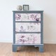 Grey and Lilac Chest of Drawers Decoupaged in Romantic Floral Paper
