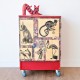 xFunky Small Red Industrial Style Cupboard with Castors