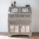 xSolid Oak Drop-Front Bureau / Cupboard with Paris Architecture Decoupage